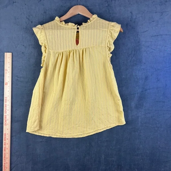 Blu Pepper Yellow Flutter Sleeve Embellished Blouse Sz S - oversized - Picture 2 of 7